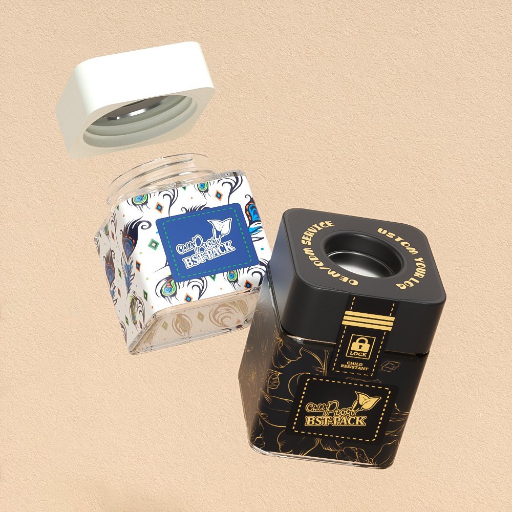 black and white square pop vac jar