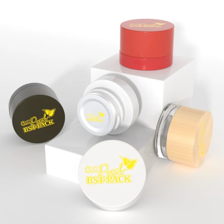 Custom concentrate jars in multiple colors and lid styles