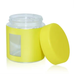 yellow weed stash jars with open window