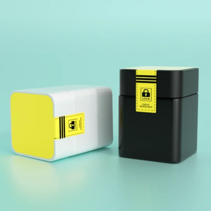 yellow black weed jar with CR lid