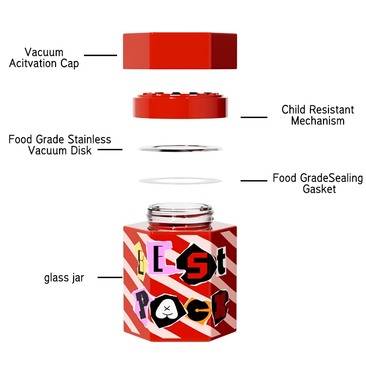 hexagon shape pop vac weed jar (12)
