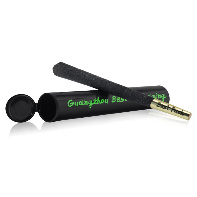 black plastic pre roll tube with green logo
