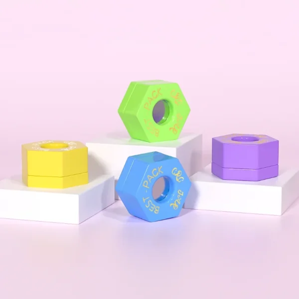 colorful hexagon concentrate jar with pop vac lid