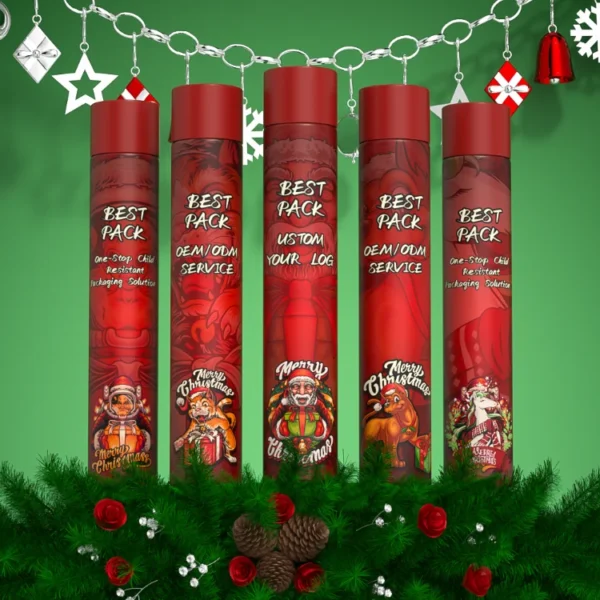 glass pre roll tube with red laber printed