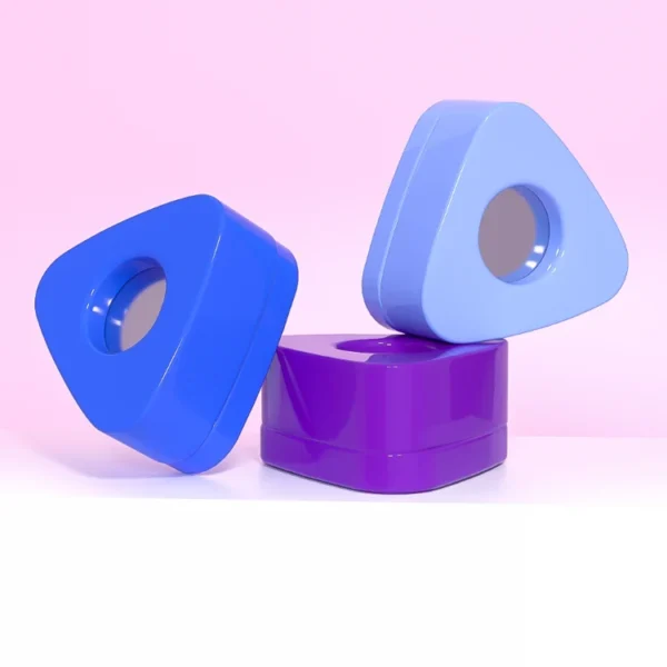 purple blue color triangle pop vac concentrate jars