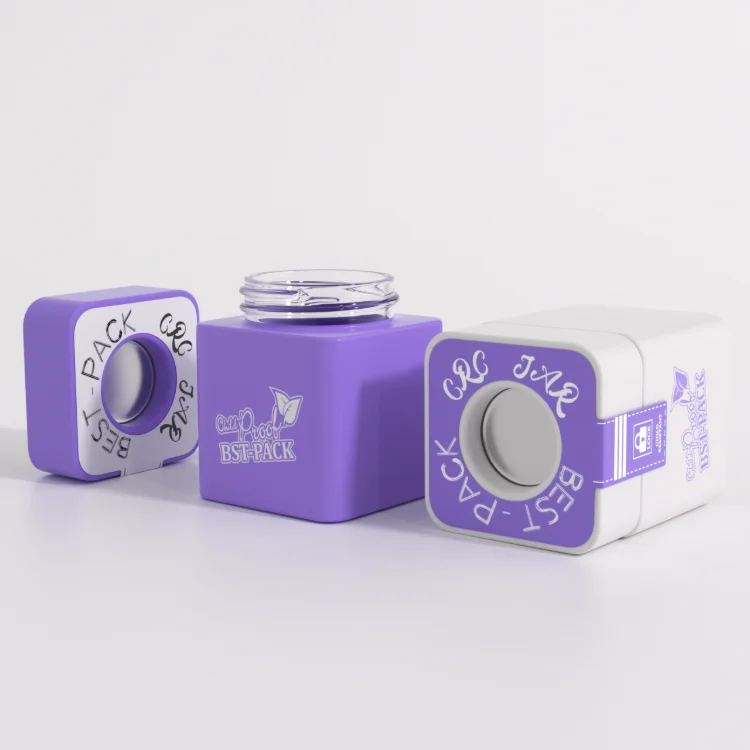 square weed jar with purple color