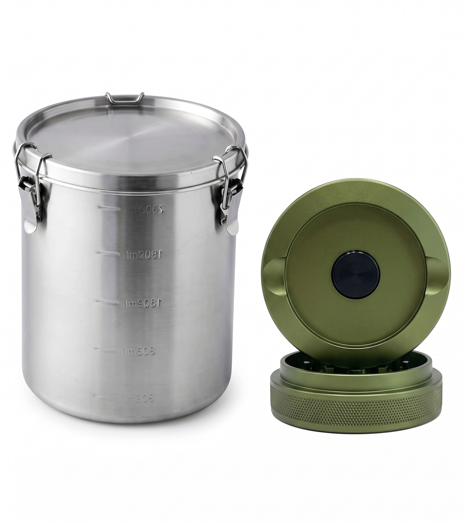 aluminum and stainless steel container for weed