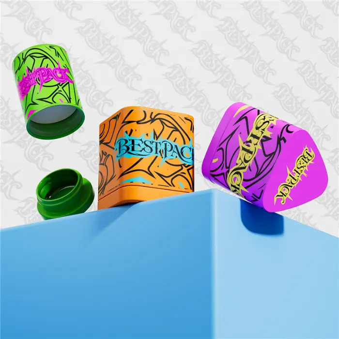 multi shaped rosin container with tall lid and logo