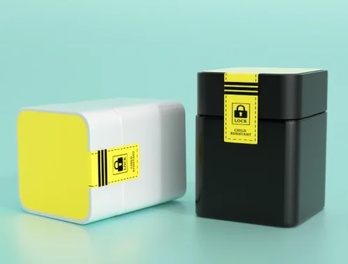 yellow black weed jar with CR lid