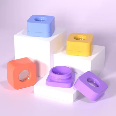 square yellow blue purple orange concentrate jar