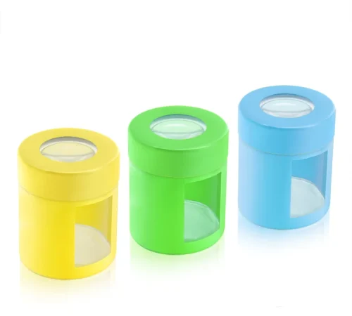yellow green blue weed jars with open window design