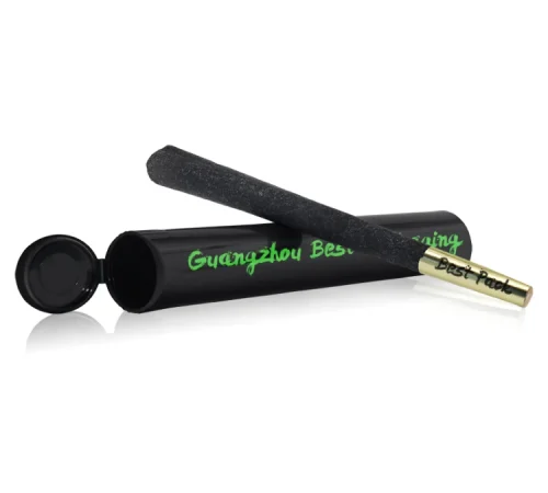 black plastic pre roll tube with green logo